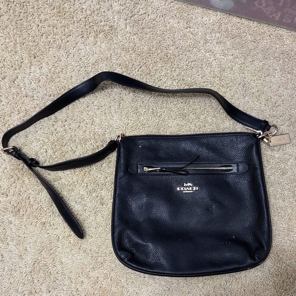 Coach Black Pebbled Leather Shoulder Bag